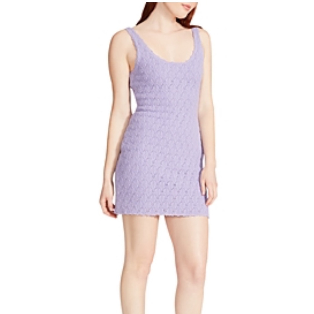 Steve Madden Purple Malia Cotton Crochet Knit Mini Dress, Boho Coquette Party